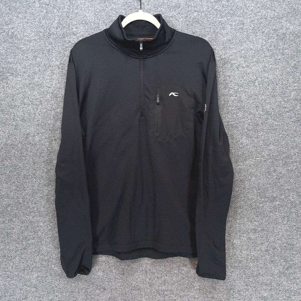 KJUS Hydraulic Sweatshirt Mens Medium Black 1/4 Zip Pullover Golf Ski Midlayer